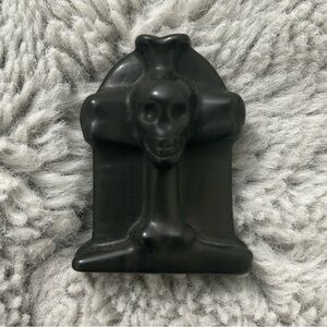 Black Obsidian Carved Skull Headstone Crystal